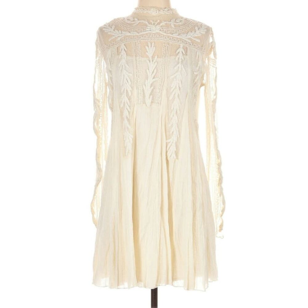 Free People Write About Love Embroidered Bridal Small Dress - Picture 3 of 7